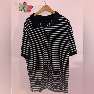 Black and White Striped Polo Shirt